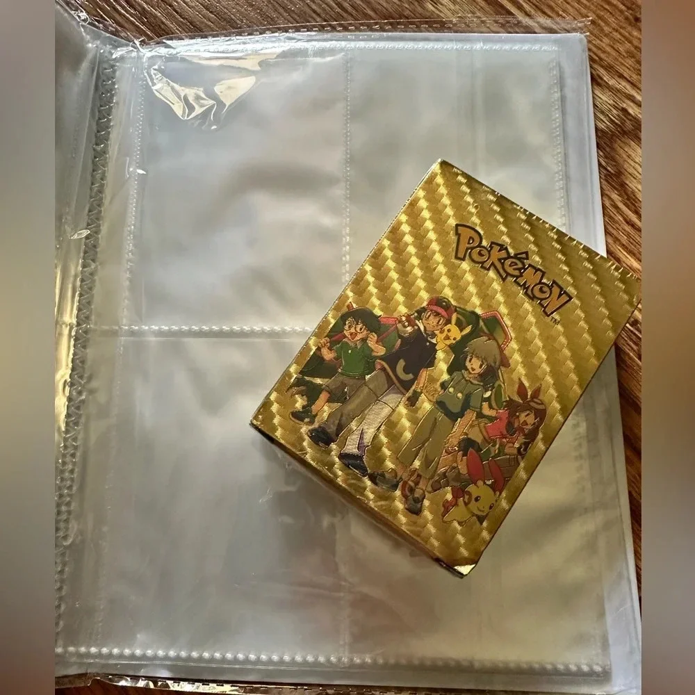 🆕 Ouwanz Quad Card Binder + 55 Anime Foil Gold Cards, magical creatures